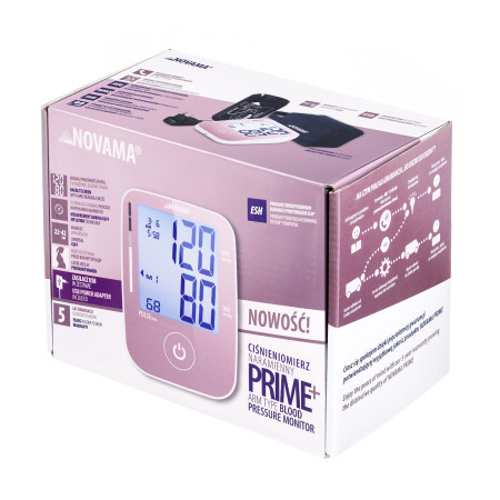 NOVAMA PRIME+ PINK Z ZASILACZEM Ciśnieniomierz naramienny z zasilaczem, dokładność ESH