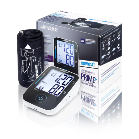 NOVAMA PRIME+ BLACK Z ZASILACZEM Ciśnieniomierz naramienny z zasilaczem, wykrywa arytmię