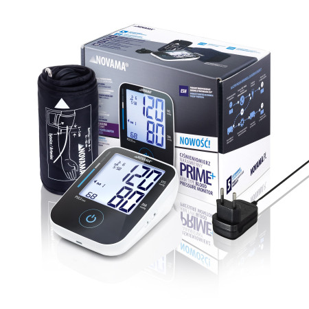 NOVAMA PRIME+ BLACK Z ZASILACZEM Ciśnieniomierz naramienny z zasilaczem, wykrywa arytmię