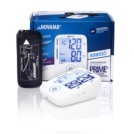 NOVAMA PRIME+ WHITE Z ZASILACZEM Ciśnieniomierz naramienny, pomiar podczas pompowania