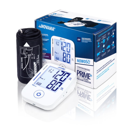 NOVAMA PRIME+ WHITE Z ZASILACZEM Ciśnieniomierz naramienny, pomiar podczas pompowania