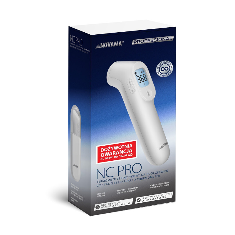 NOVAMA NC PRO Termometr bezdotykowy z czujnikiem odległości w kapsule ochronnej